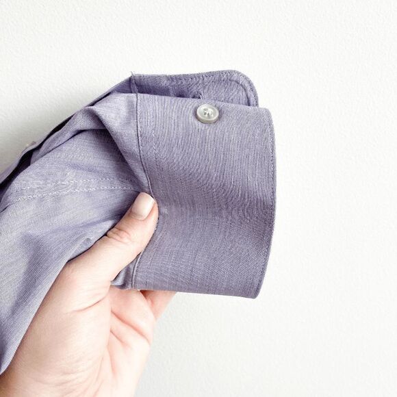 Calvin Klein Mens Casual Button Down Long Sleeve Plain Purple Size 17 Neck - Picture 3 of 8